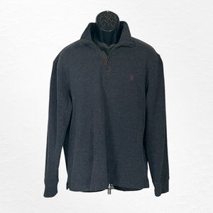 Pony by Ralph Lauren 1/4 Zip Pullover Sweater, Solid Gray, Medium (P070623-1)